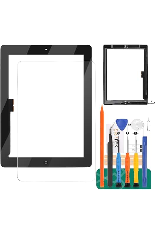 Kit de reparación de pantalla táctil para iPad 4, compatible con modelos A1458, A1459, A1460 (negro)
