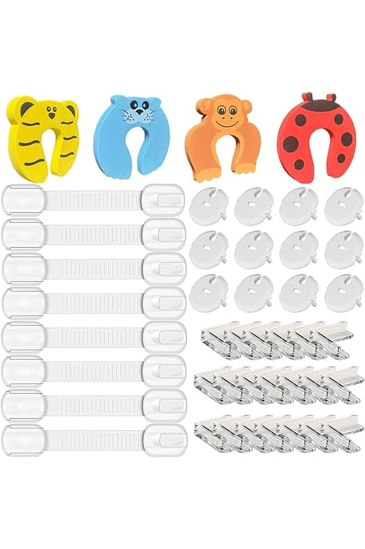 Kit de seguridad completo para bebés y niños: protección en enchufes, esquinas, cerraduras y puertas.