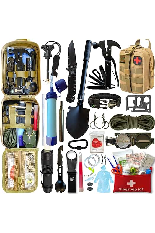 Kit de Supervivencia Militar | Herramientas y Accesorios para Emergencias al Aire Libre