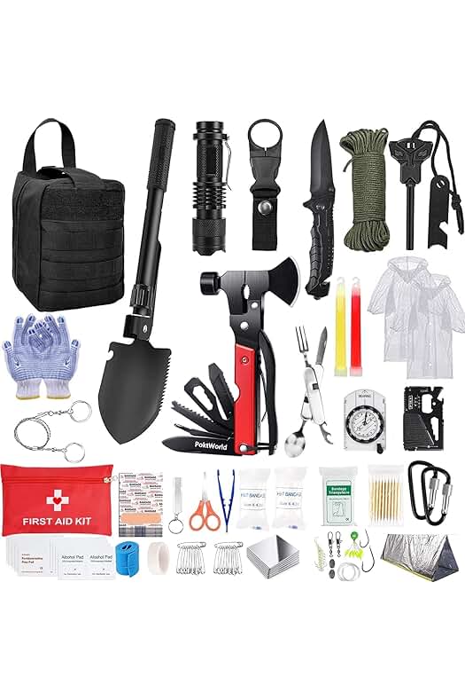 Kit de Supervivencia Militar Profesional para Viajes, Senderismo y Acampadas al Aire Libre
