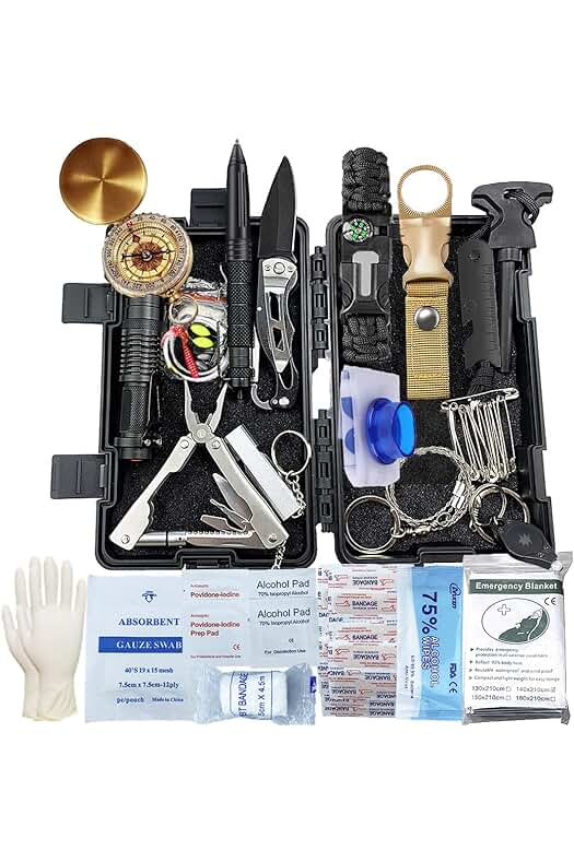 Kit de Supervivencia Ultimate para Emergencias: 63 Herramientas en 1 para Viajar, Caminar y Acampar.