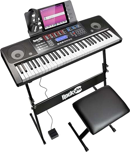 Kit de teclado digital Rockjam 6.1 con accesorios y aplicación Simply Piano