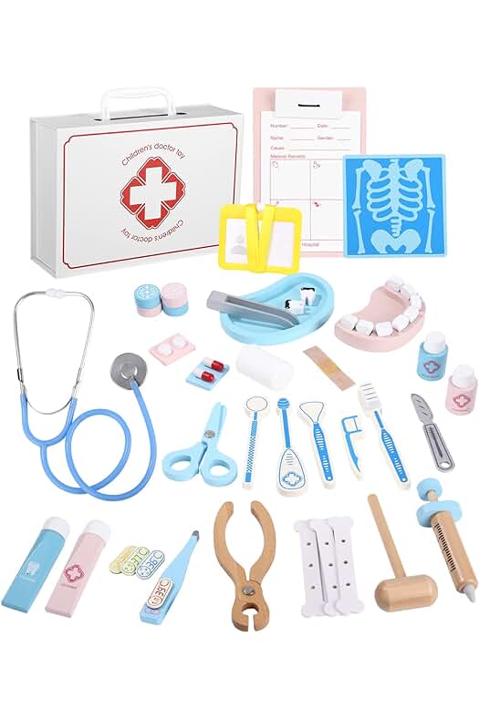 Kit médico de madera para niños, 43 piezas, juegos de imitación para regalar a niños de 3 años en adelante.