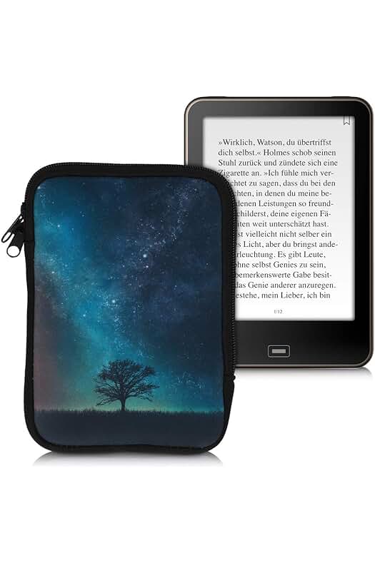 kwmobile Funda Universal para e-Book - Estuche de Neopreno con Cierre de Cremallera en Azul/Gris/Negro