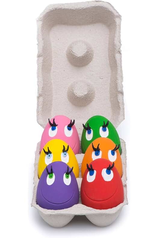 Lanco - Huevera de juguete para mascotas, pack de 6, 100% caucho natural y hecho a mano