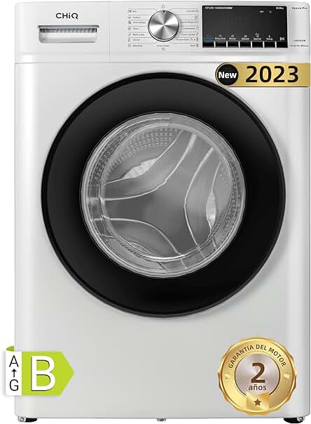 Lavadora frontal CHiQ 8kg con funciones inteligentes, motor silencioso y programas de lavado variados.