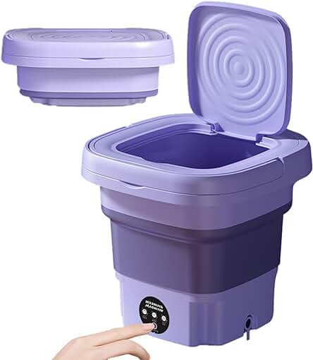 Lavadora portátil compacta y eficiente para viajes y espacios pequeños.