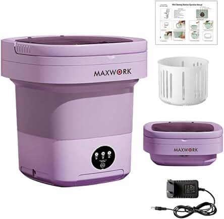 Lavadora portátil plegable de alta capacidad con 3 modos de limpieza para múltiples usos