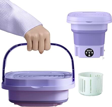 Lavadora portátil plegable | Lava y seca la ropa en cualquier lugar con facilidad.