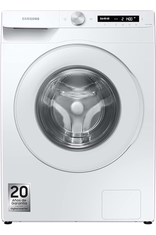 Lavadora Samsung EcoBubble de carga frontal con tecnología AI, motor digital inverter y auto dosificador.