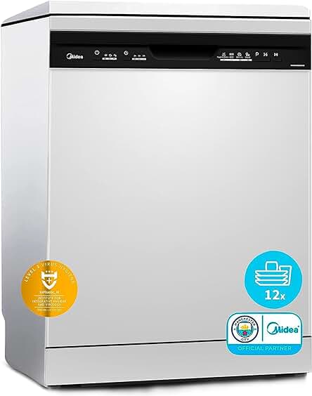 Lavavajillas integrable compacto Midea de 60 cm+++ blanco para 12 servicios con 5 programas de lavado.