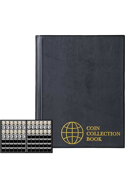 Álbum de monedas con capacidad para 420 piezas de 30x28 mm, cuadrícula, negro clásico.