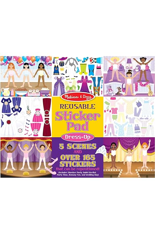 Álbum de pegatinas autoadhesivas Melissa & Doug: diversión creativa y decoración para niños y niñas.