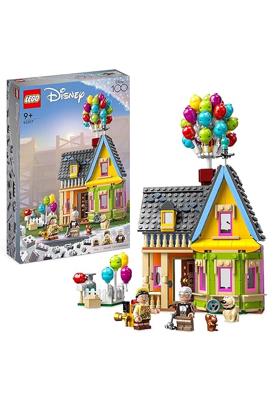 LEGO 43217: Casa voladora de Up - Juguete con globos y mini figuras de Carl, Russell y Dug.