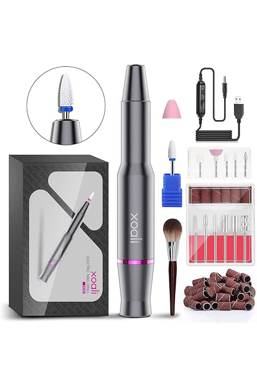 Lima eléctrica para uñas con accesorios de cerámica y velocidad ajustable para manicura y pedicura.