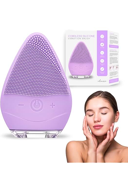 Limpiador Facial Eléctrico Edicare: Cepillo Exfoliante, Anti-Envejecimiento y Resistente al Agua (Morado)