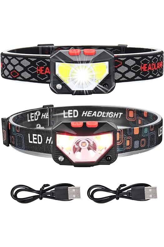 Linterna Frontal Recargable LED de Alta Potencia con 6 Modos y Resistente al Agua.