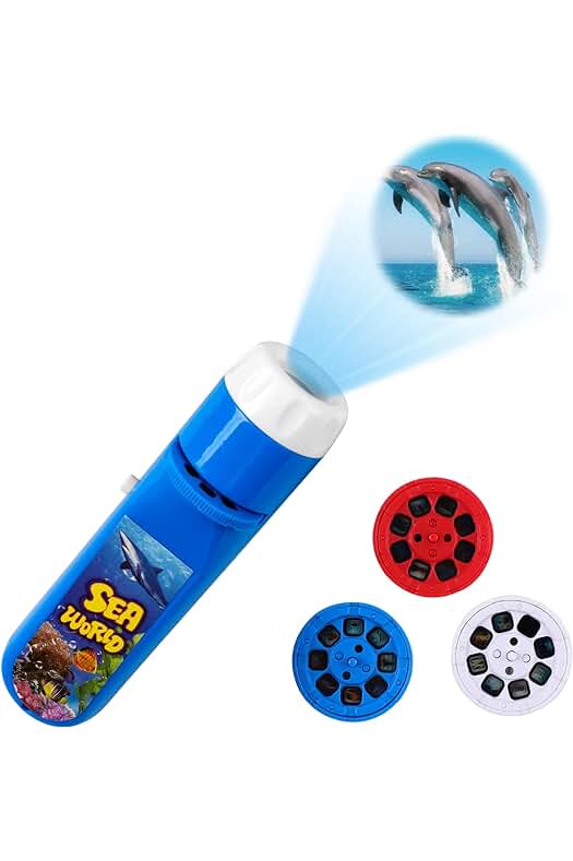Linterna Proyector de Cuentos con Diapositivas de Animales Marinos para Niños de 3+ Años.