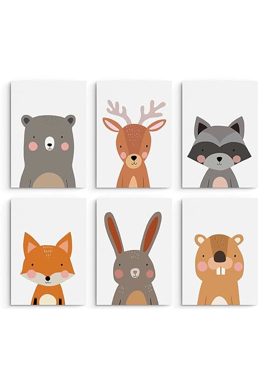 Láminas Infantiles para Cuadros - Decoración Pared Dormitorio Bebé, Niño, Niña - Animales Salvajes Selva.