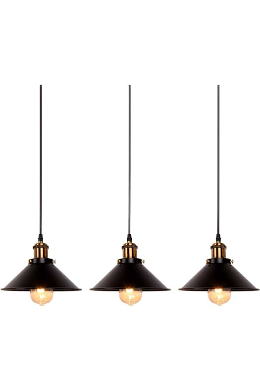 Lámpara colgante industrial de hierro negro con estilo retro para cocina, restaurante y bar.