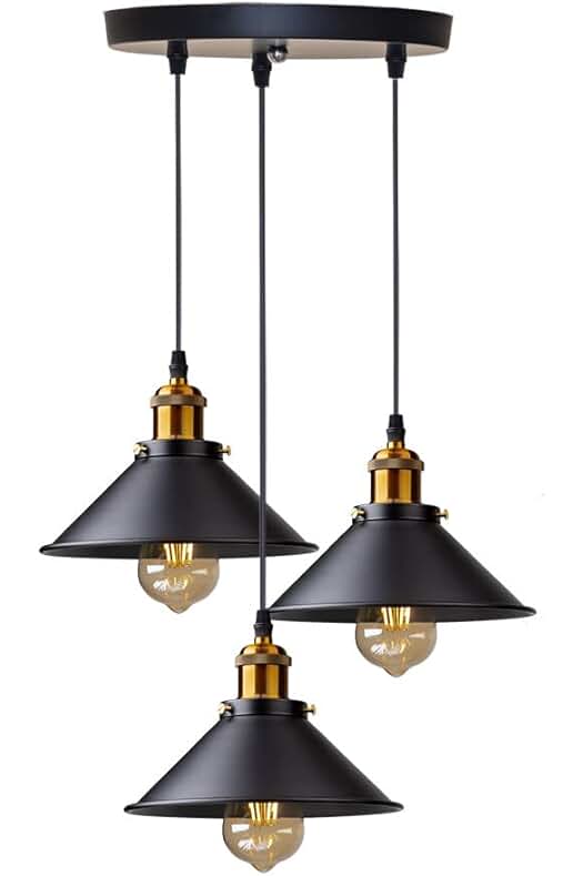 Lámpara colgante vintage industrial: diseño Edison de metal en color negro. Perfecta para cualquier espacio.