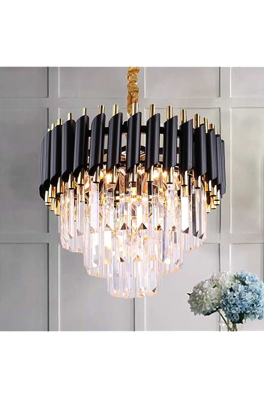 Lámpara de araña de cristal negra: elegante iluminación para tu hogar.