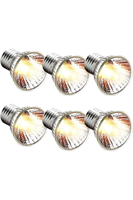 Lámpara de Calentamiento para Tortugas de Agua, Pack de 6 Bombillas de 25W, 50W y 70W
