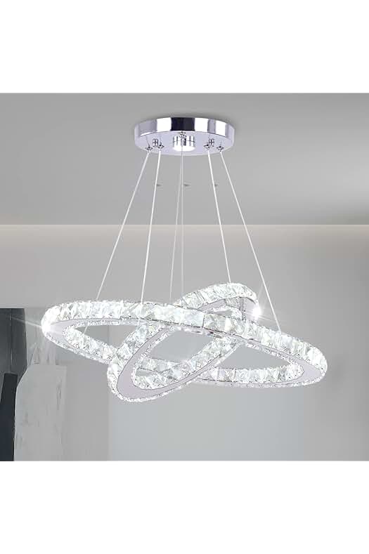 Lámpara de cristal LED suspendida con anillos ajustables - Iluminación moderna para sala de estar.