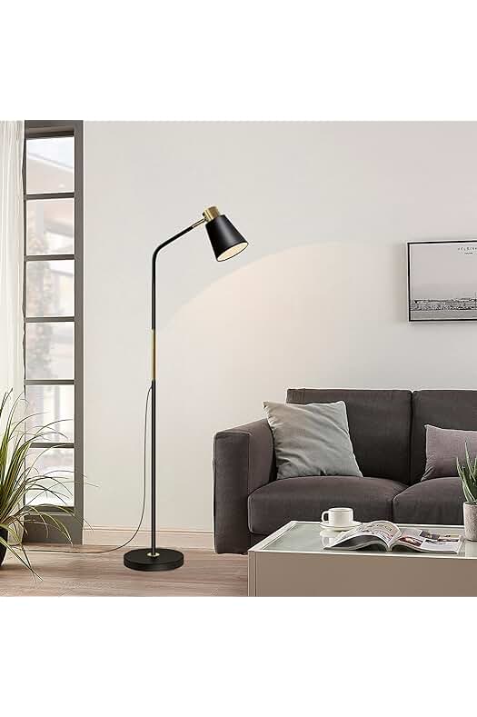 Lámpara de pie LED LALISU, diseño industrial con cabezas ajustables y casquillo E27, 146CM (Negro)