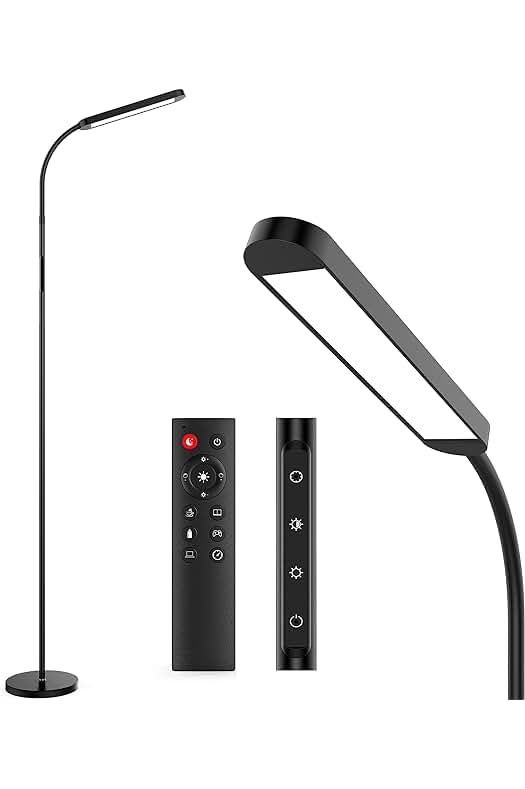 Lámpara de Pie LED Regulable con Control Remoto, Iluminación ajustable para Sala de Estar.
