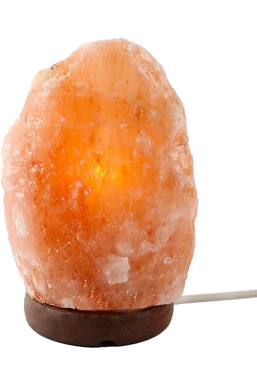 Lámpara de Sal del Himalaya con Base de Madera Hecha a Mano - Iluminación Natural Relajante.