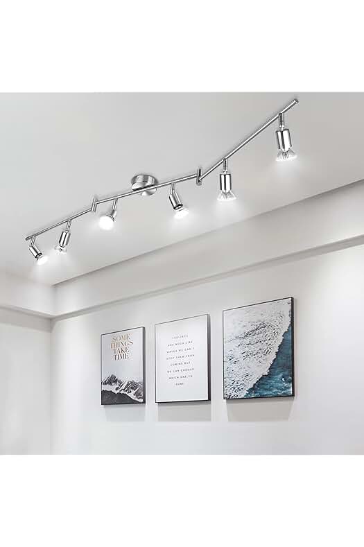 Lámpara de Techo LED 6 Focos Giratorios, Plafón de Luz Blanca Fría de Bajo Consumo