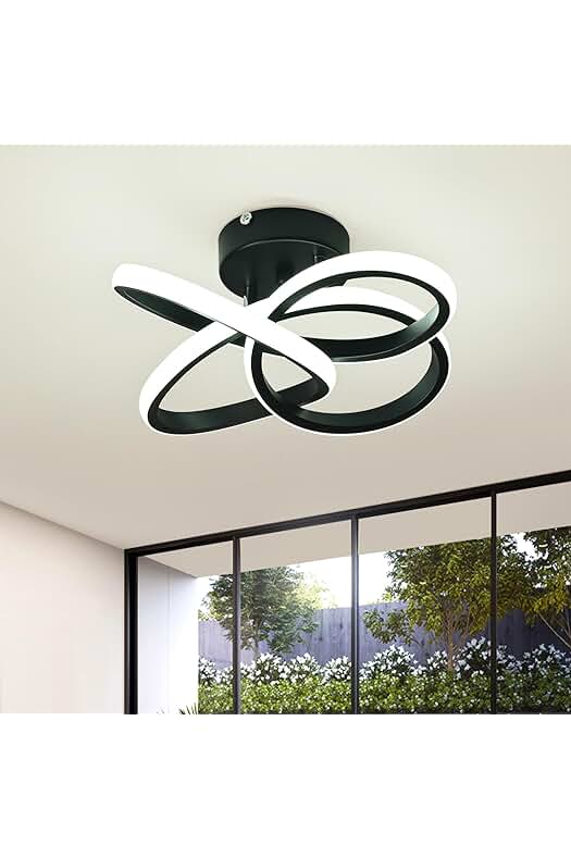 Lámpara de techo LED KUKAK, diseño floral, 36W, luz blanca fría, 3900LM, diámetro 31cm, color negro.