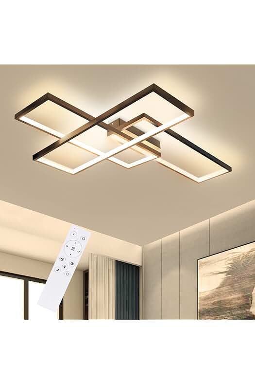 Lámpara de techo LED regulable - Elegante iluminación geométrica para salón en color negro.