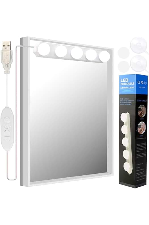 Lámpara Hollywood de LED regulable para espejo de maquillaje, tocador o cuarto de baño.