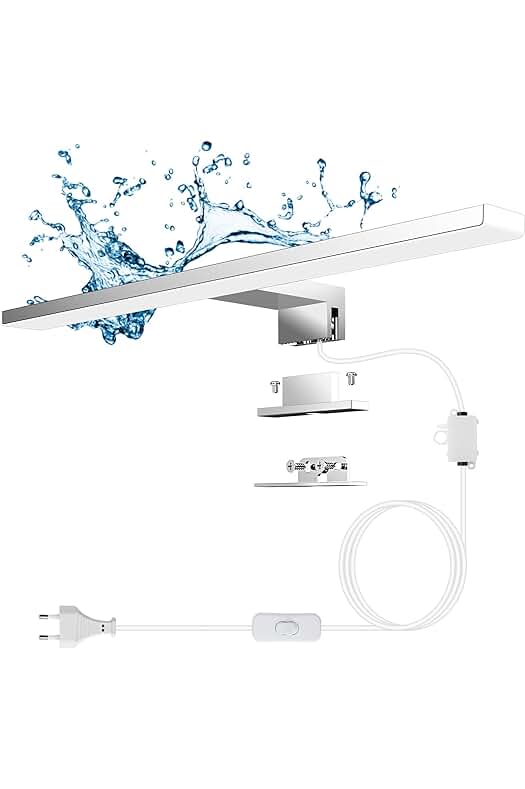 Lámpara LED para baño con interruptor y resistente al agua.