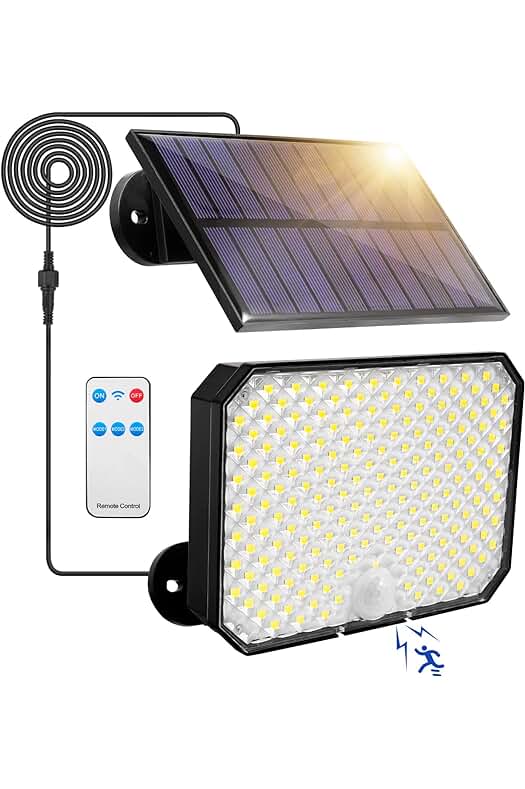 Lámpara Solar Exterior Viugreum: Iluminación LED con Sensor de Movimiento y Control Remoto.