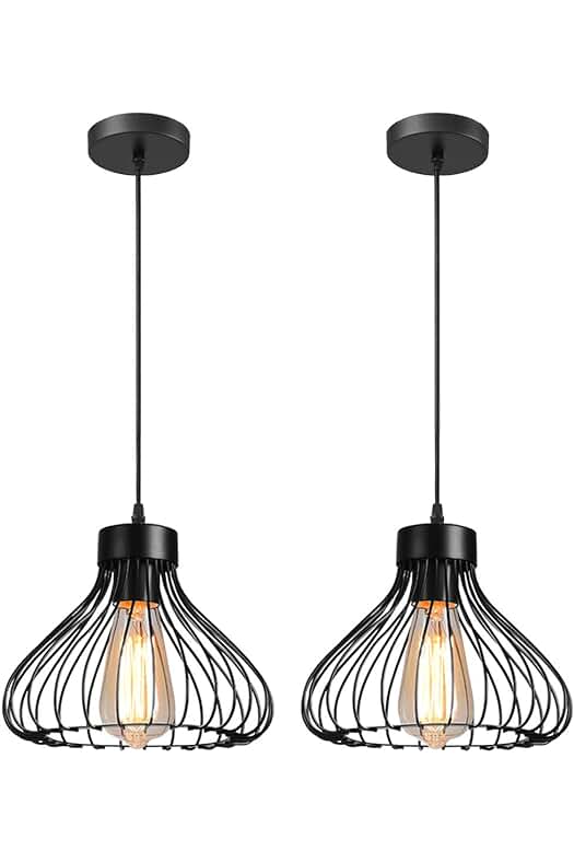 Lámparas Colgantes Industriales de Estilo Vintage con Pantalla de Metal en Forma de Jaula
