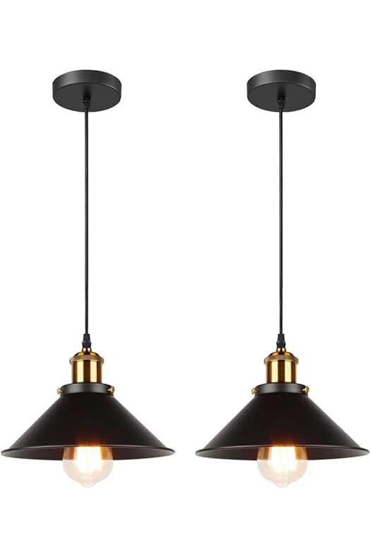 Lámparas Colgantes Vintage: Conjunto de 2 Lámparas de Techo Retro de Estilo Industrial Edison.