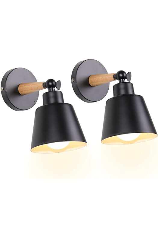 Lámparas de pared modernas en madera y metal ajustables para iluminación interior.