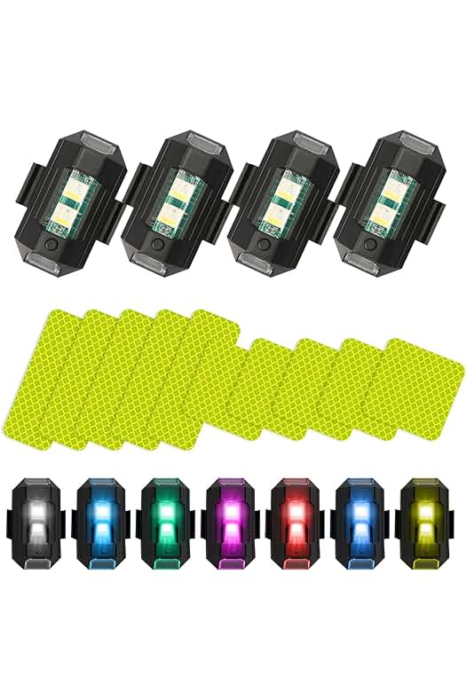 Luces LED de colores para drones con múltiples modos de flash.