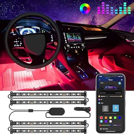 Luces LED para Coche Govee: Control por Bluetooth, 16 Millones de Colores y Modo de Música