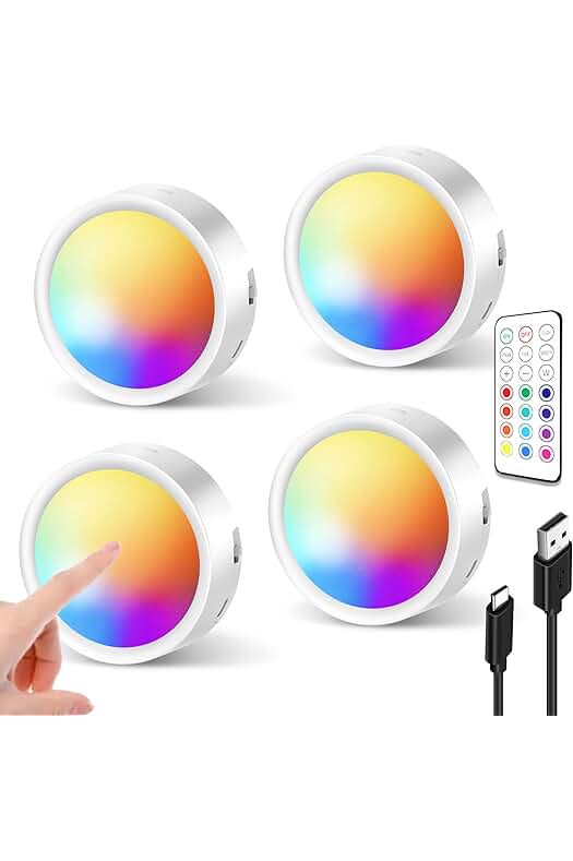 Luces LED RGB para Vitrina con Mando y Batería Recargable - Iluminación Colorida y Sin Cables.