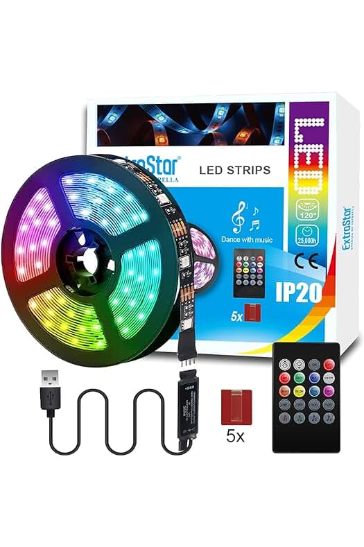 Luces LED USB Multicolor para TV PC Pantalla, Controladas por Mando - EXTRASTAR