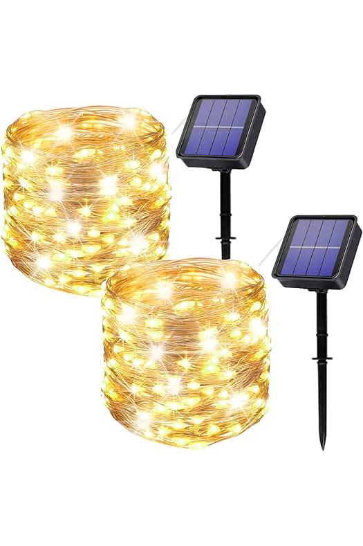 Luces Solares Exteriores: Guirnalda de Luces LED para Decoración de Terraza, Jardin, Fiestas (Blanco cálido)