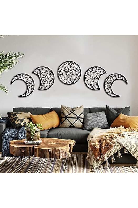 Luna Negra: Conjunto de 5 Piezas de Decoración para Pared con Diseño Bohemio.