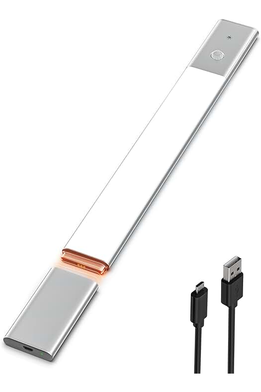 Luz de dormitorio con sensor de movimiento y luz cálida para una iluminación acogedora.
