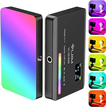 Luz de Video LED VIJIM VL120 RGB Mini Recargable con Batería y Orificio de Tornillo.