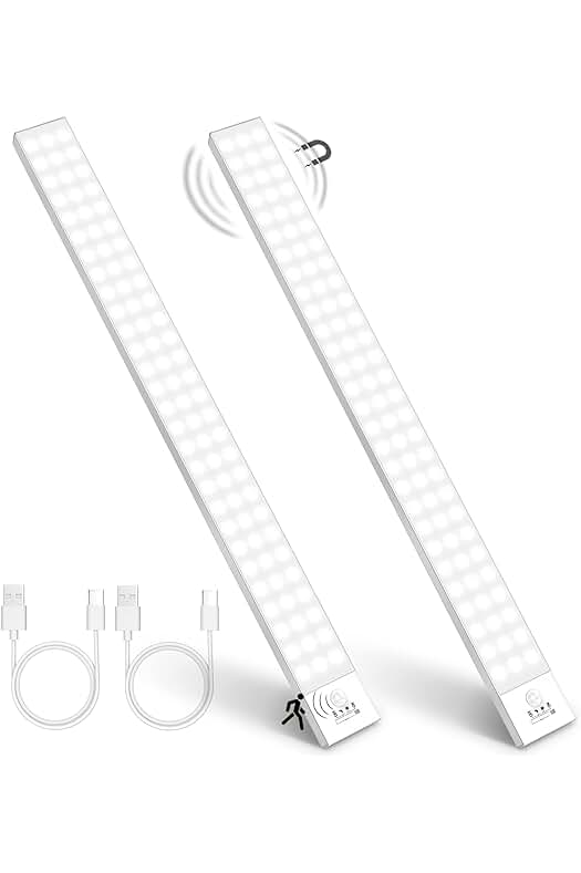 Luz LED Armario con Sensor de Movimiento y 84 LEDs, Recargable USB, 4 Modos de Luz.