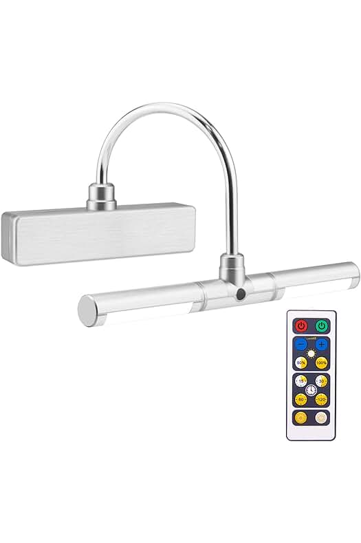 Luz LED inalámbrica con control remoto y cabezal giratorio de 8.8 pulgadas -Plateado